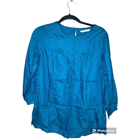 Soft Surroundings Blue Turquoise Long Sleeve 'Lithonia' Tunic Blouse Size XS - Picture 1 of 6